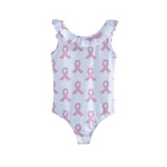 Pink Ribbon - Breast Cancer Awareness Month Kids  Frill Swimsuit