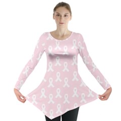 Pink Ribbon - Breast Cancer Awareness Month Long Sleeve Tunic  by Valentinaart