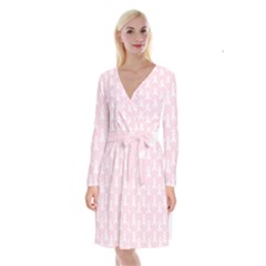 Pink Ribbon - Breast Cancer Awareness Month Long Sleeve Velvet Front Wrap Dress