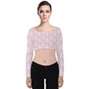 Pink Ribbon - breast cancer awareness month Velvet Long Sleeve Crop Top View1