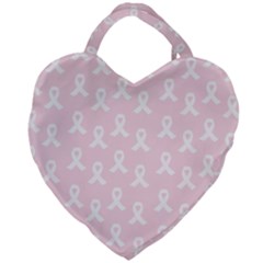 Pink Ribbon - Breast Cancer Awareness Month Giant Heart Shaped Tote by Valentinaart