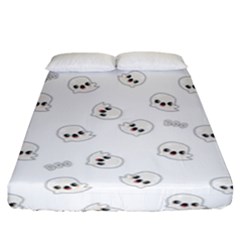 Cute Kawaii Ghost Pattern Fitted Sheet (king Size) by Valentinaart