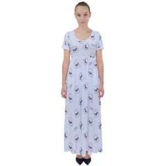 Cute Kawaii Ghost Pattern High Waist Short Sleeve Maxi Dress