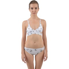 Cute Kawaii Ghost Pattern Wrap Around Bikini Set by Valentinaart