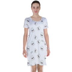 Cute Kawaii Ghost Pattern Short Sleeve Nightdress by Valentinaart