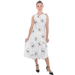 Cute Kawaii Ghost Pattern Midi Tie-back Chiffon Dress by Valentinaart