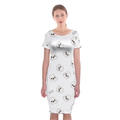 Cute Kawaii Ghost Pattern Classic Short Sleeve Midi Dress by Valentinaart