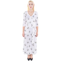 Cute Kawaii Ghost Pattern Quarter Sleeve Wrap Maxi Dress by Valentinaart