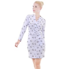 Cute Kawaii Ghost Pattern Button Long Sleeve Dress by Valentinaart