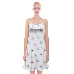 Cute Kawaii Ghost Pattern Spaghetti Strap Velvet Dress by Valentinaart