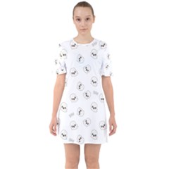 Cute Kawaii Ghost Pattern Sixties Short Sleeve Mini Dress by Valentinaart