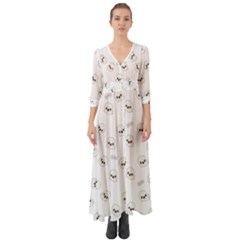 Cute Kawaii Ghost Pattern Button Up Boho Maxi Dress by Valentinaart