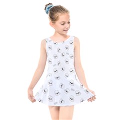 Cute Kawaii Ghost Pattern Kids  Skater Dress Swimsuit by Valentinaart