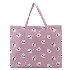 Cute Kawaii Ghost Pattern Zipper Large Tote Bag by Valentinaart