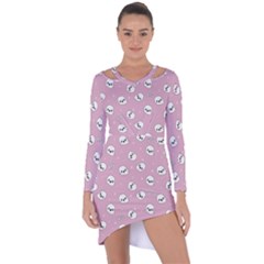 Cute Kawaii Ghost Pattern Asymmetric Cut-out Shift Dress by Valentinaart