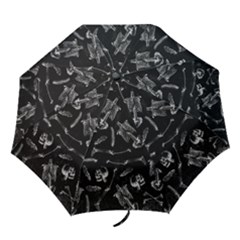 Human Skeleton Pattern - Halloween  Folding Umbrellas by Valentinaart