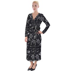 Human Skeleton Pattern - Halloween  Velvet Maxi Wrap Dress by Valentinaart