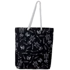 Human Skeleton Pattern - Halloween  Full Print Rope Handle Tote (large) by Valentinaart