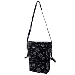 Human Skeleton Pattern - Halloween  Folding Shoulder Bag by Valentinaart