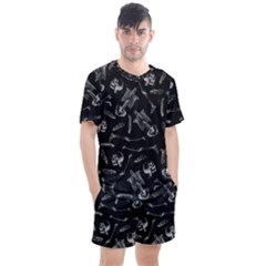 Human Skeleton Pattern - Halloween  Men s Mesh Tee And Shorts Set