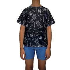 Human Skeleton Pattern - Halloween  Kids  Short Sleeve Swimwear by Valentinaart