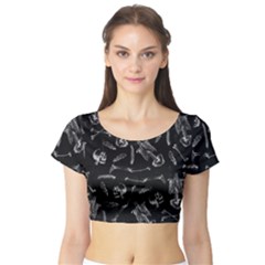 Human Skeleton Pattern - Halloween  Short Sleeve Crop Top by Valentinaart