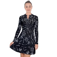 Human Skeleton Pattern - Halloween  Long Sleeve Panel Dress by Valentinaart