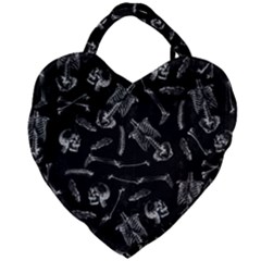 Human Skeleton Pattern - Halloween  Giant Heart Shaped Tote by Valentinaart