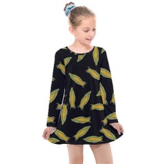 Corn Pattern Kids  Long Sleeve Dress by Valentinaart