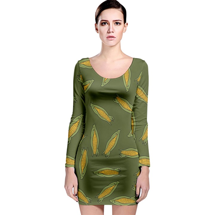 Corn pattern Long Sleeve Bodycon Dress