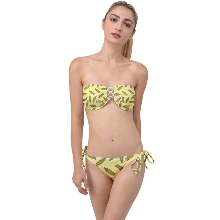 Corn pattern Twist Bandeau Bikini Set