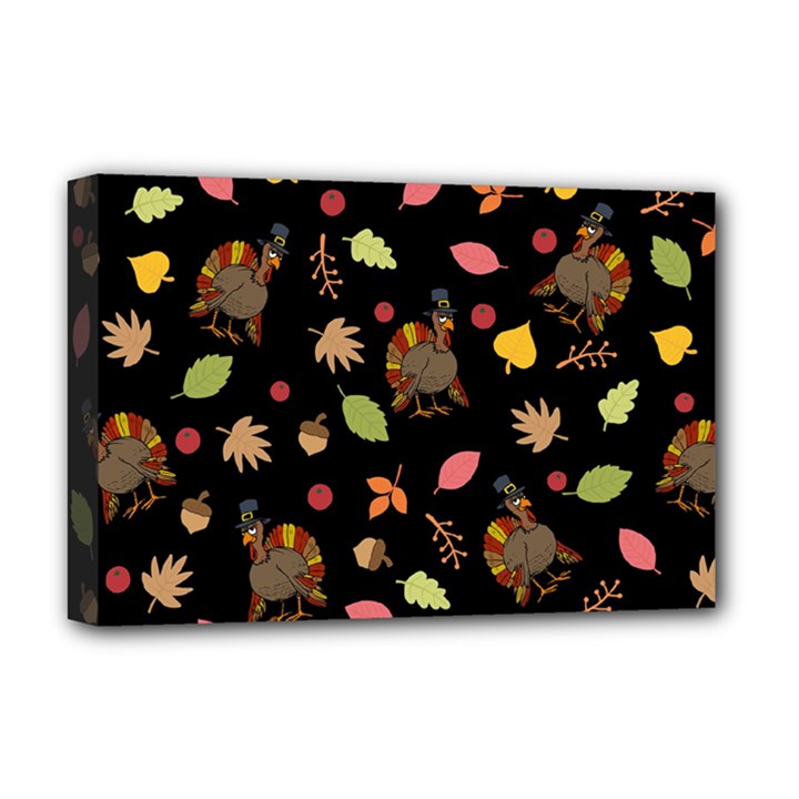 Thanksgiving Turkey pattern Deluxe Canvas 18  x 12  (Stretched)