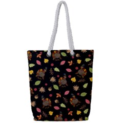 Thanksgiving Turkey Pattern Full Print Rope Handle Tote (small) by Valentinaart