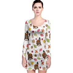 Thanksgiving Turkey Pattern Long Sleeve Bodycon Dress