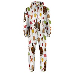 Thanksgiving Turkey Pattern Hooded Jumpsuit (men)  by Valentinaart