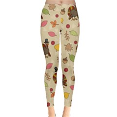 Thanksgiving Turkey Pattern Leggings  by Valentinaart