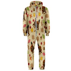 Thanksgiving Turkey Pattern Hooded Jumpsuit (men)  by Valentinaart