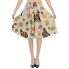 Thanksgiving Turkey Pattern Flared Midi Skirt by Valentinaart