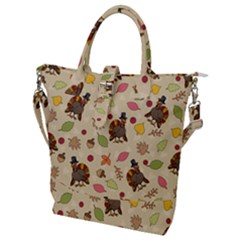 Thanksgiving Turkey Pattern Buckle Top Tote Bag by Valentinaart