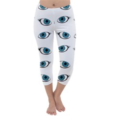 Blue Eyes Pattern Capri Winter Leggings  by Valentinaart