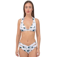 Blue Eyes Pattern Double Strap Halter Bikini Set by Valentinaart