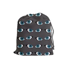 Blue Eyes Pattern Drawstring Pouch (large) by Valentinaart