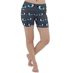 Blue Eyes Pattern Lightweight Velour Yoga Shorts