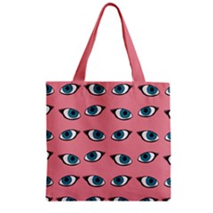 Blue Eyes Pattern Zipper Grocery Tote Bag by Valentinaart