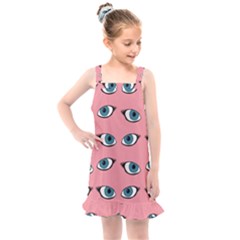 Blue Eyes Pattern Kids  Overall Dress