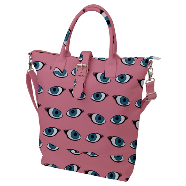 Blue eyes pattern Buckle Top Tote Bag