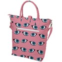 Blue eyes pattern Buckle Top Tote Bag View2