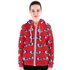 Blue Eyes Pattern Women s Zipper Hoodie