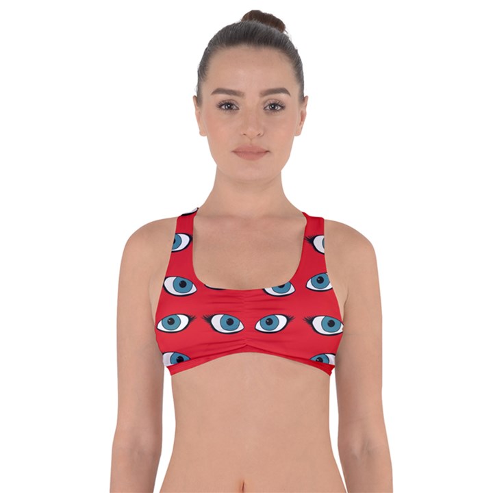 Blue eyes pattern Got No Strings Sports Bra