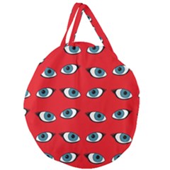 Blue Eyes Pattern Giant Round Zipper Tote by Valentinaart